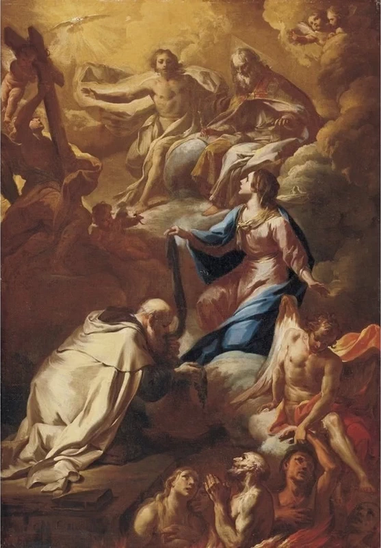 Madonna consegna lo scapolare a San Simone Stock